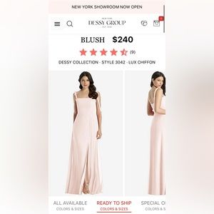 Dessy group Tie-Shoulder Chiffon Maxi Dress with Front Slit in color blush